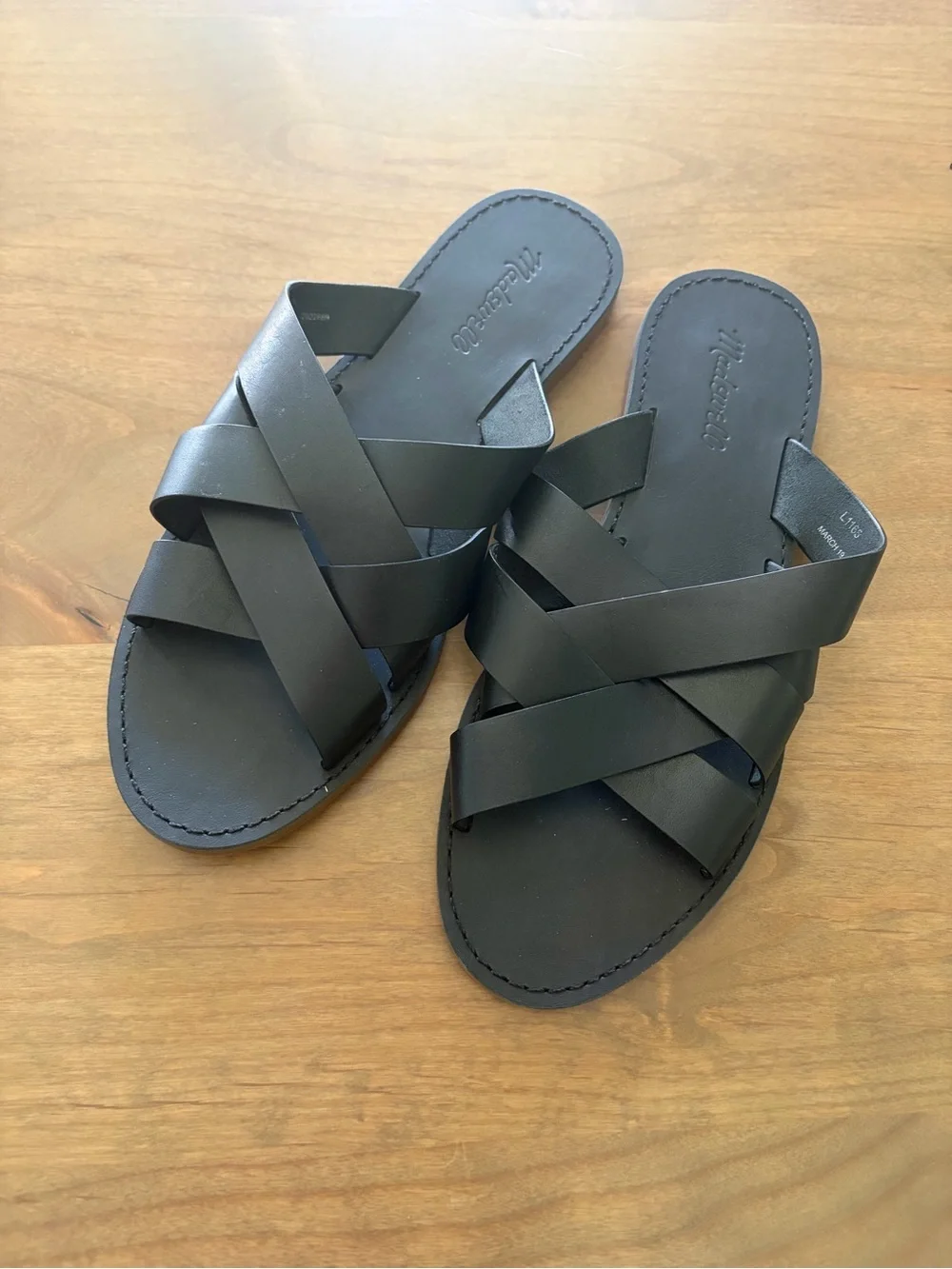 Madewell The Boardwalk Woven Slide Sandals in Black Size 10